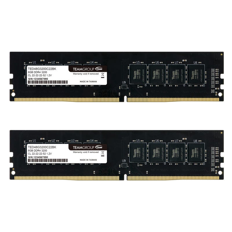 TEAMGROUP Elite DDR4 16GB Kit (2 x 8GB) 3200MHz (PC4-25600) CL22 Unbuffered Non-ECC 1.2V UDIMM 288 Pin PC Computer Desktop Memory Module Ram Upgrade - TED416G3200C22DC01 - Image 1